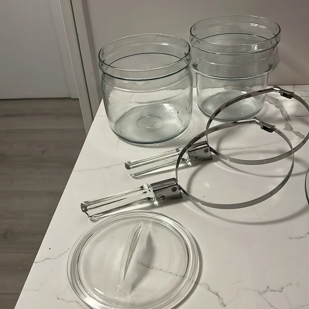 Vintage Pyrex Flameware #6283 Double Boiler Pot & Lid Set